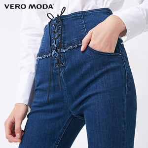 Lace-up High Waist Slim Fit Jeans