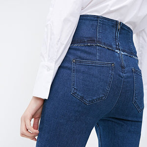 Lace-up High Waist Slim Fit Jeans