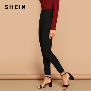 Black Buttoned Fly Skinny Pants